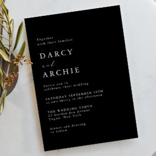 Modern Elegant Black Wedding Invitation