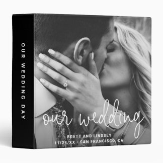 Modern Elegant Black Wedding Photo Album Binder