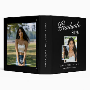 Modern Elegant Black & White 2025 Graduate Photo  Binder