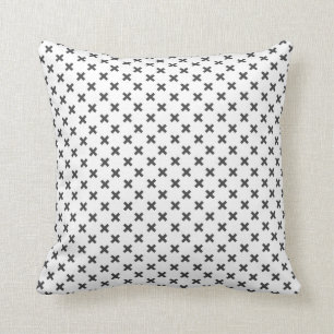 Modern elegant black & white criss cross throw pillow