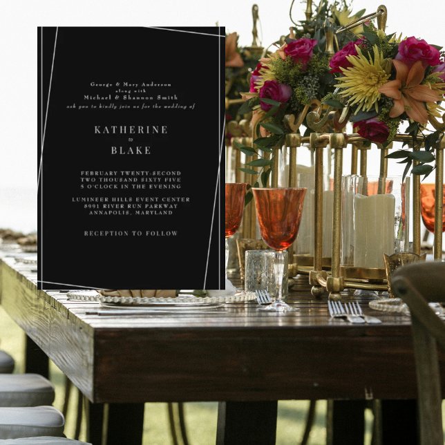 Modern & Elegant Black & White Geometric Wedding Invitation (Creator Uploaded)