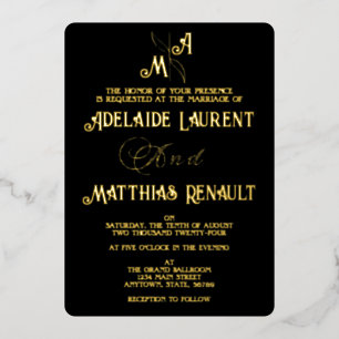 Modern Elegant Black & White  Gold Striped Wedding