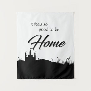 Modern Elegant Black & White Home Sign Decor Tapestry