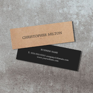 Modern Elegant Black White Kraft Paper Consultant Mini Business Card