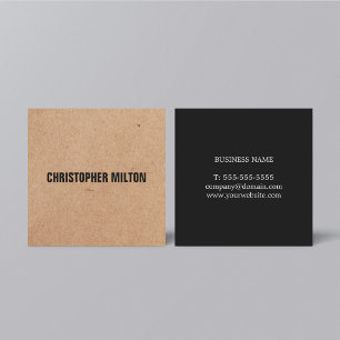 Modern Elegant Black White Kraft Paper Consultant Square Business Card