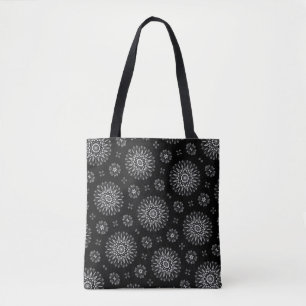 Modern Elegant Black & White Mandala Dot Art Tote Bag