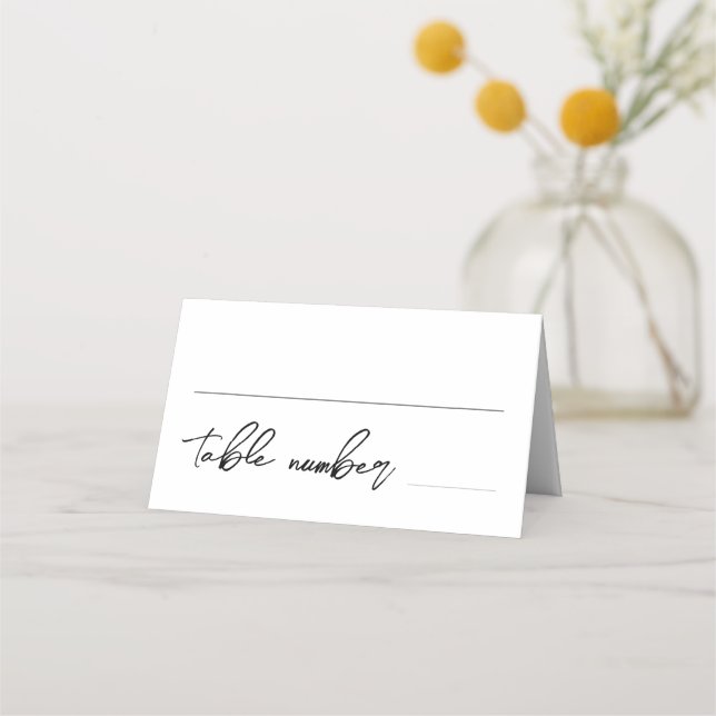Modern Elegant Black White Minimalist Place Card (Front)