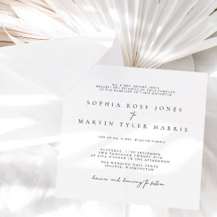 Modern Elegant Black & White Minimalist Wedding  Invitation