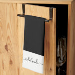 Modern Elegant Black White Script Name Monogram Kitchen Towel<br><div class="desc">Modern Elegant Black White Script Name Monogram kitchen towel. Personalize this stylish script typography monogram kitchen towel with your monogram name. Perfect gift for her.</div>