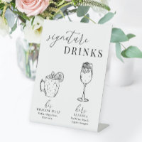 Modern Elegant Black & White Signature Drinks Sign