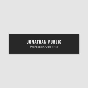 Modern Elegant Black White Simple Design Template Name Tag