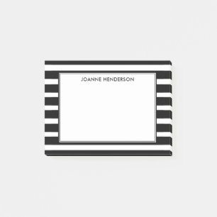 Modern elegant  black & white stripes personalized post-it notes