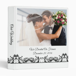 Modern Elegant Black & White Wedding Photo Album Binder