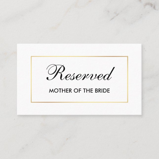 Modern Elegant Black & White Wedding Reserved Name Place Card (Front)