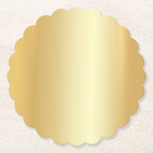 Modern Elegant Blank Template Custom Glamour Gold Paper Coaster (Front)
