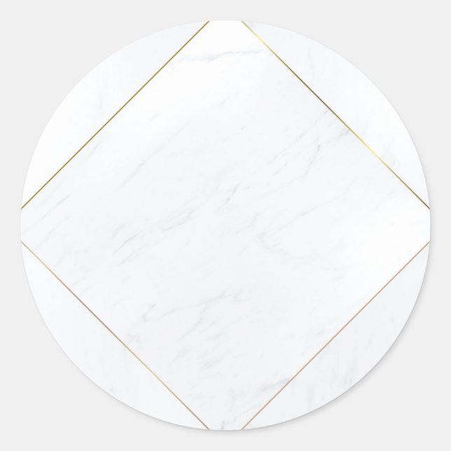 Modern Elegant Blank Template Marble Gold Frame Classic Round Sticker (Front)