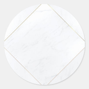 Modern Elegant Blank Template Marble Gold Frame Classic Round Sticker