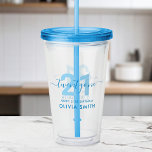 Modern Elegant Blue 21st Birthday Acrylic Tumbler<br><div class="desc">Create your own personalized 21st birthday acrylic tumbler. Great birthday gift featuring custom name and age in elegant modern typography and blue colour.</div>