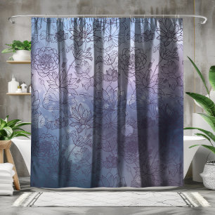 Modern Elegant Blue And Purple Flowers
