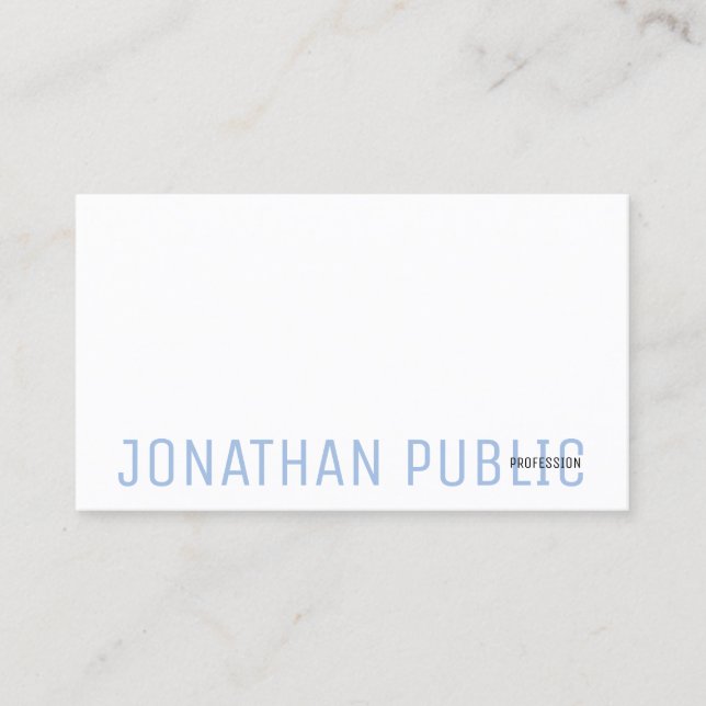 Modern Elegant Blue And White Minimalist Template Business Card (Front)