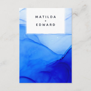 modern elegant blue and white wedding enclosure card