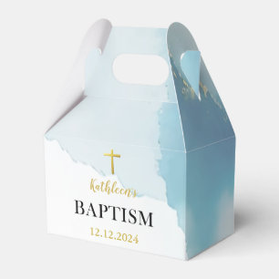 Modern Elegant Blue Baptism Favor Box