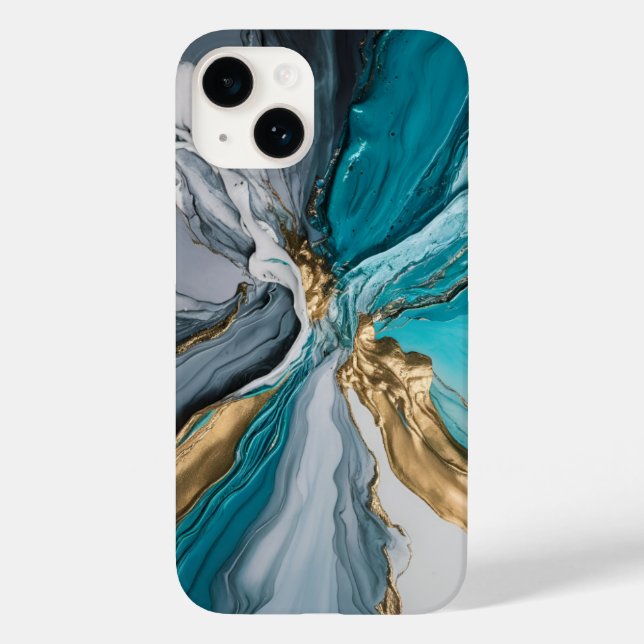 Modern Elegant Blue Gold Marble iphone case (Back)