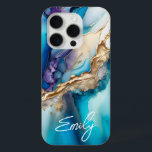 Modern Elegant Blue Gold Marble Personalized Name iPhone 15 Pro Case<br><div class="desc">Modern Elegant Blue Gold Marble Personalized Name iPhone 15 Pro Cases features your personalized name in an elegant calligraphy script typography on a modern blue and gold marble background. Perfect gift for her for birthday, mom for Mother's Day, sister or bestie for Christmas and holidays. Designed by ©Evco Studio www.zazzle.com/store/evcostudio...</div>