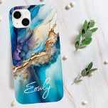 Modern Elegant Blue Gold Marble Personalized Name Case-Mate iPhone 14 Plus Case<br><div class="desc">Modern Elegant Blue Gold Marble Personalized Name iPhone 14 Plus Cases features your personalized name in an elegant calligraphy script typography on a modern blue and gold marble background. Perfect gift for her for birthday, mom for Mother's Day, sister or bestie for Christmas and holidays. Designed by ©Evco Studio www.zazzle.com/store/evcostudio...</div>
