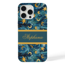Modern Elegant Blue Gold Personalized Name