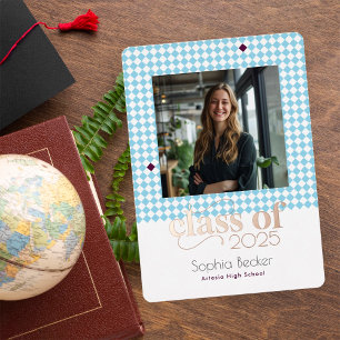 Modern Elegant Blue Graduation Cap Pattern Photo