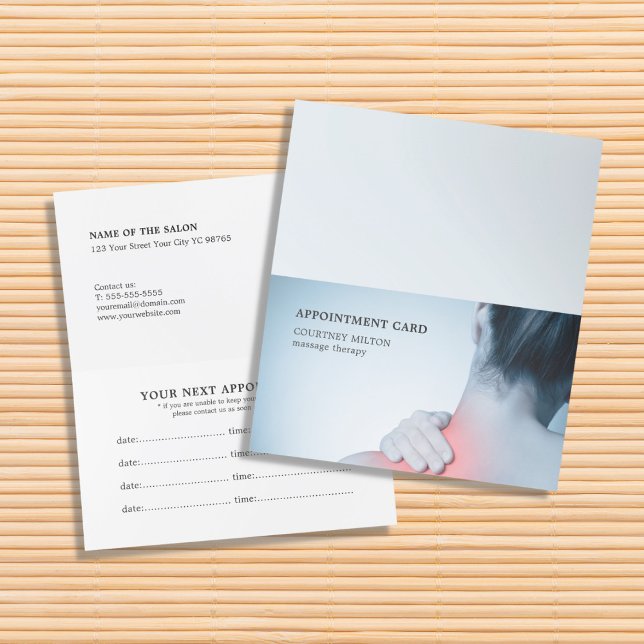Modern Elegant Blue Massage Therapist Appointment Card (Creator Uploaded)