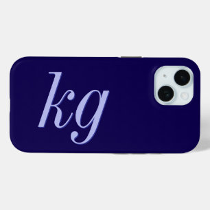 Modern Elegant Blue Monogram Initials iPhone 15 Case