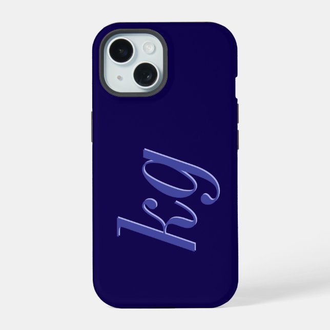 Modern Elegant Blue Monogram Initials iPhone 15 Case (Back)