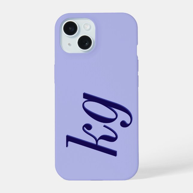 Modern Elegant Blue Monogram Initials iPhone 15 Case (Back)