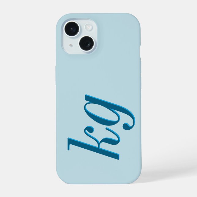Modern Elegant Blue Monogram Initials iPhone 15 Case (Back)