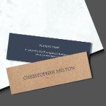 Modern Elegant Blue Printed Kraft Paper Consultant Mini Business Card<br><div class="desc">Modern simple customizable business card template with PRINTED kraft paper and dark blue background. Elegant and cool design. Perfect for consultant,  financial or architecture related professionals and more.</div>