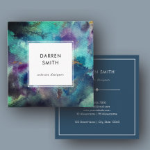 Modern Elegant Blue Purple Watercolor Abstract 