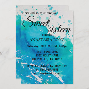 Modern, Elegant Blue WaterColor Save The Date