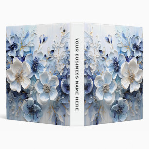 Modern Elegant Blue White Botanical Floral Binder