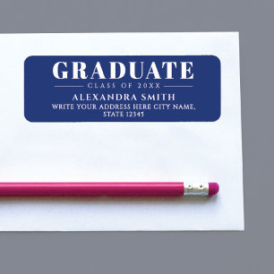 Modern Elegant Blue White Formal Graduation Degree