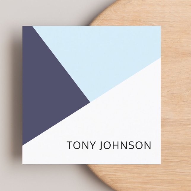Modern Elegant Blue White Geometric Consultant Square Business Card (Creator Uploaded)