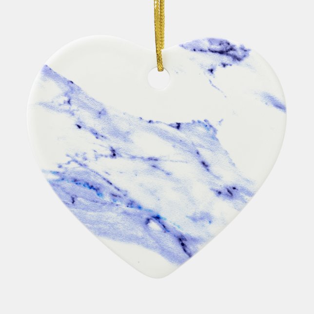 Modern Elegant Blue, White Marble granite pattern  Ceramic Ornament (Front)