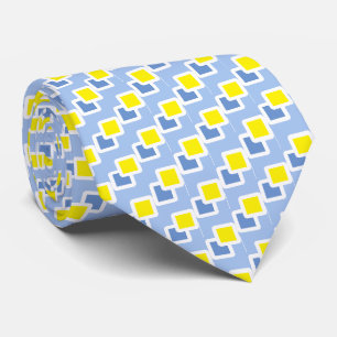 Modern Elegant Blue & Yellow Squares on Light Blue Tie