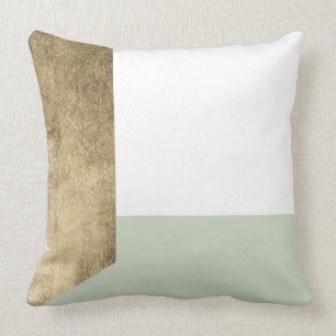 Modern elegant blush green gold geometrical throw pillow