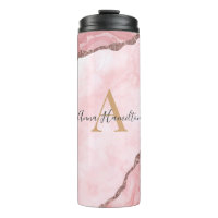 Modern Elegant Blush Pink Agate Geode Monogram