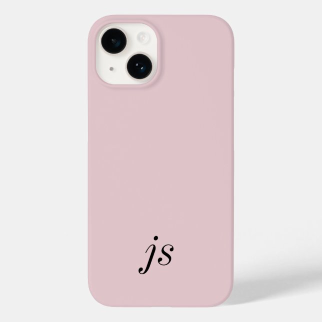 Modern Elegant Blush Pink Black Monogram Initials Case-Mate iPhone Case (Back)