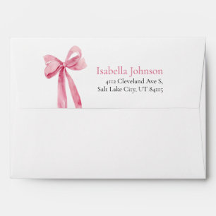 Modern Elegant Blush Pink Bow Return Address Envelope