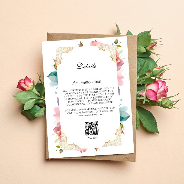 Modern Elegant Blush Pink Floral Details Muslim  Invitation (Creator Uploaded)