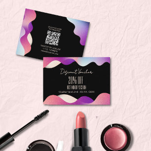 Modern Elegant Blush Pink Gradient Waves Pattern  Discount Card